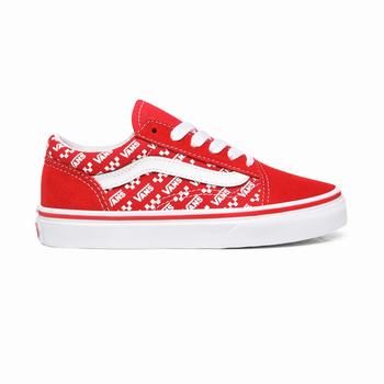 Detske Tenisky Vans Logo Repeat Old Skool (4-8 years) Červené/Biele VA54XLQSM